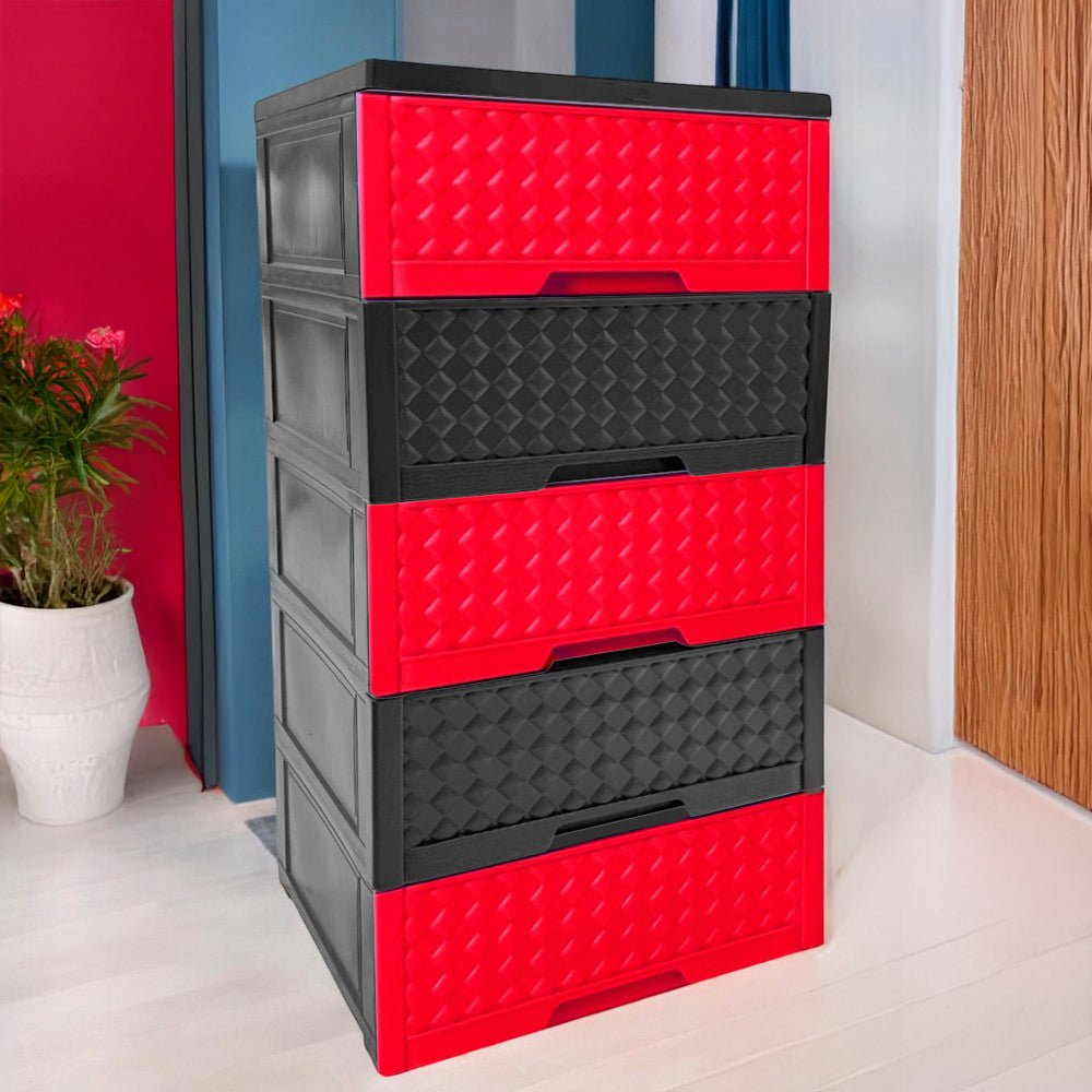 Gavetero Moderno Plastek 5 Gavetas / Plástico / Rojo - Gris - Plastek - Titan.com.pa - 2150110312710