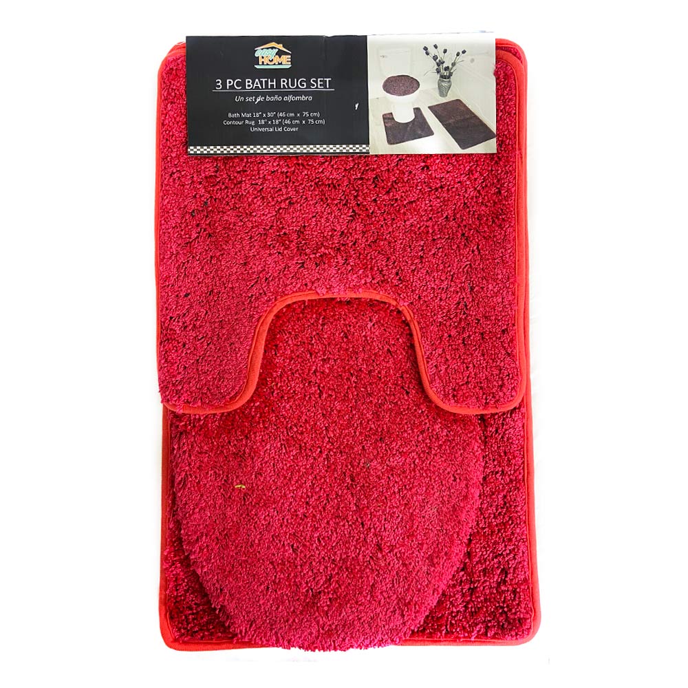 Alfombra de Baño Easy Home Layla 3 Piezas - Rojo