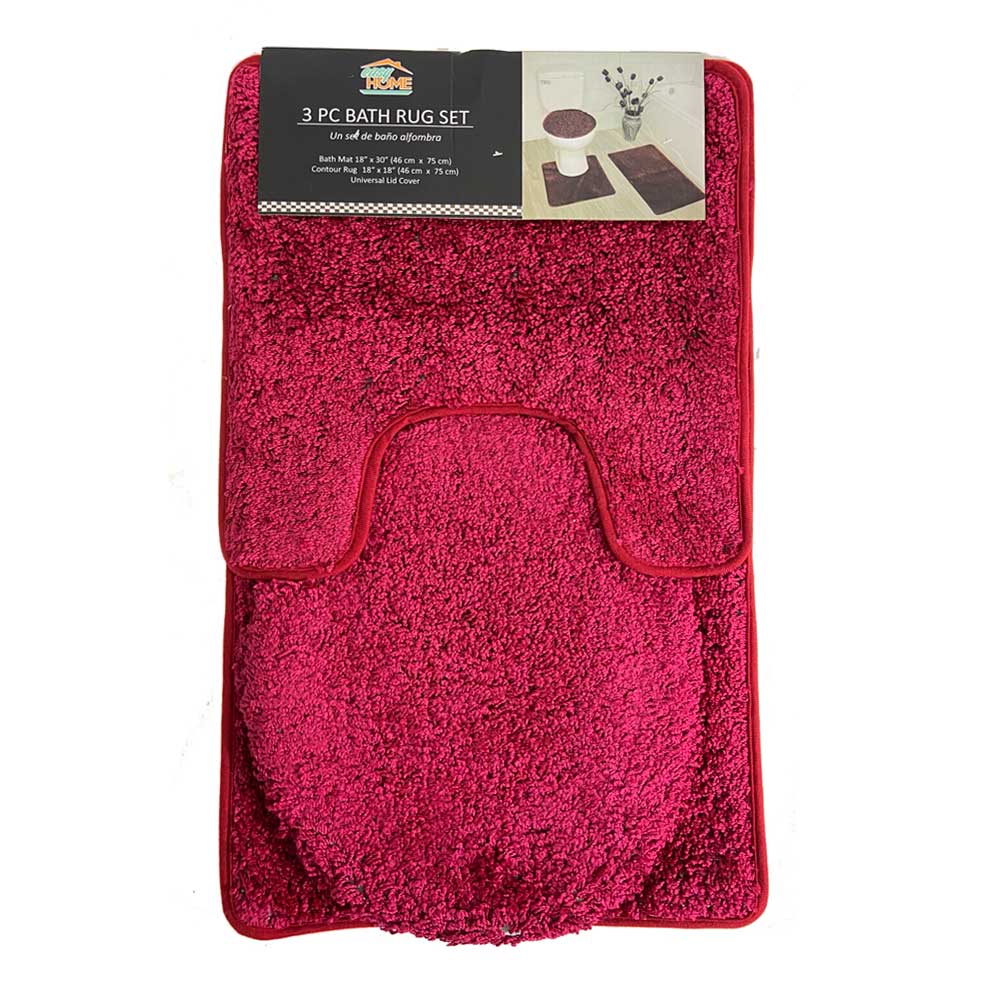 Alfombra de Baño Easy Home Layla 3 Piezas - Rojo oscuro