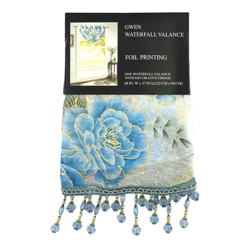 Cenefa Luxury Gwen Rod Pocket 48" x 37" - Azul claro