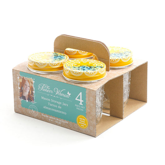 Canister de Vidrio Gibson Con Tapa 8 oz 4 Piezas