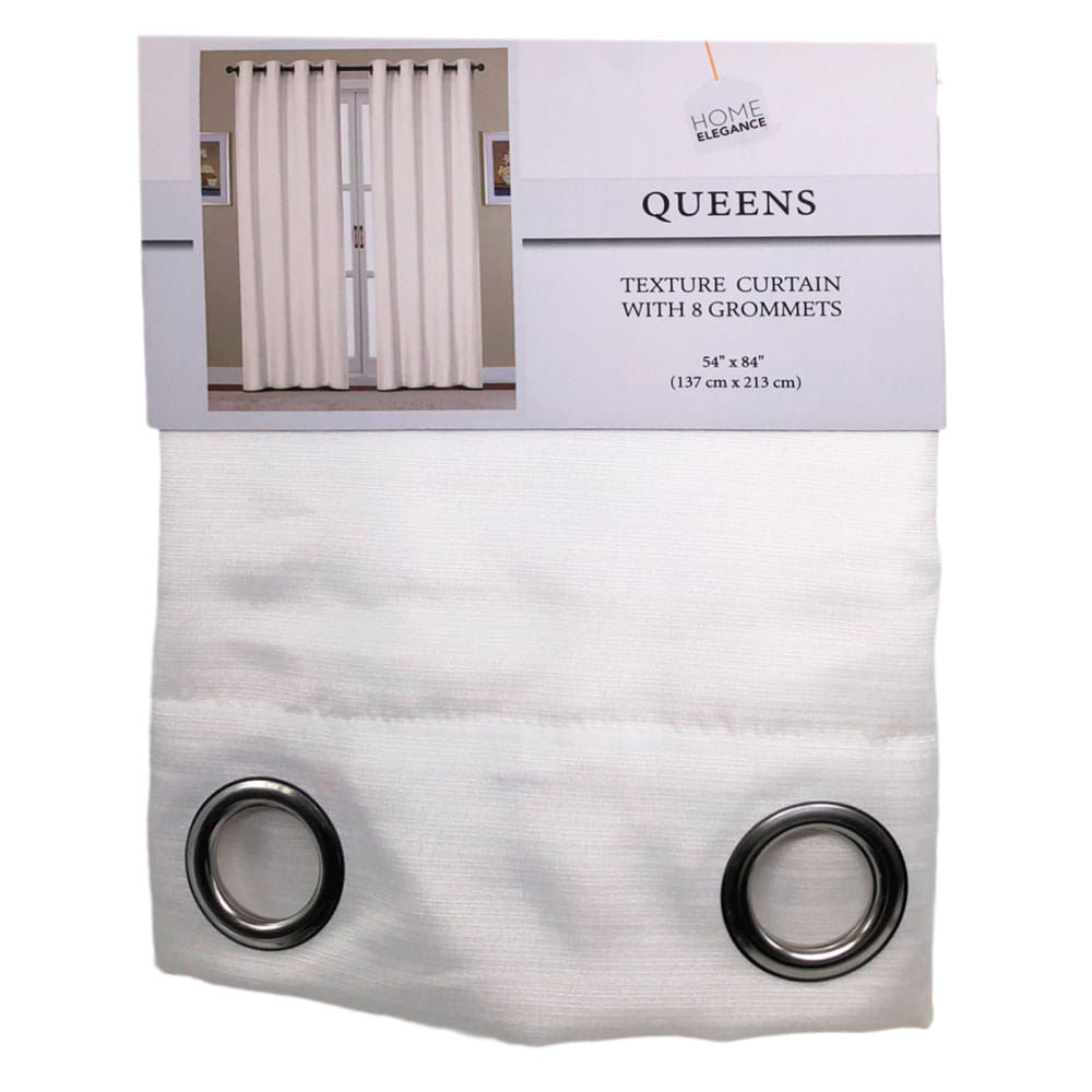 Cortina Home Elegance Queens Con Aros 54" x 84" - Blanco