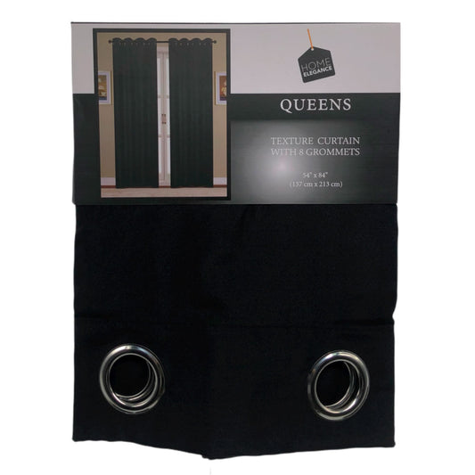 Cortina Home Elegance Queens Con Aros 54" x 84" - Negro