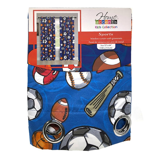Cortina Home Accents Sports Infantil Con Aros 55" x 84" - Azul