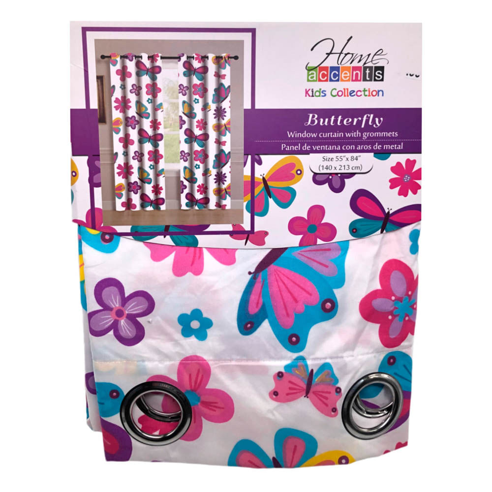 Cortina Infantil Mariposa Home Accents Con Aros 55" x 84"