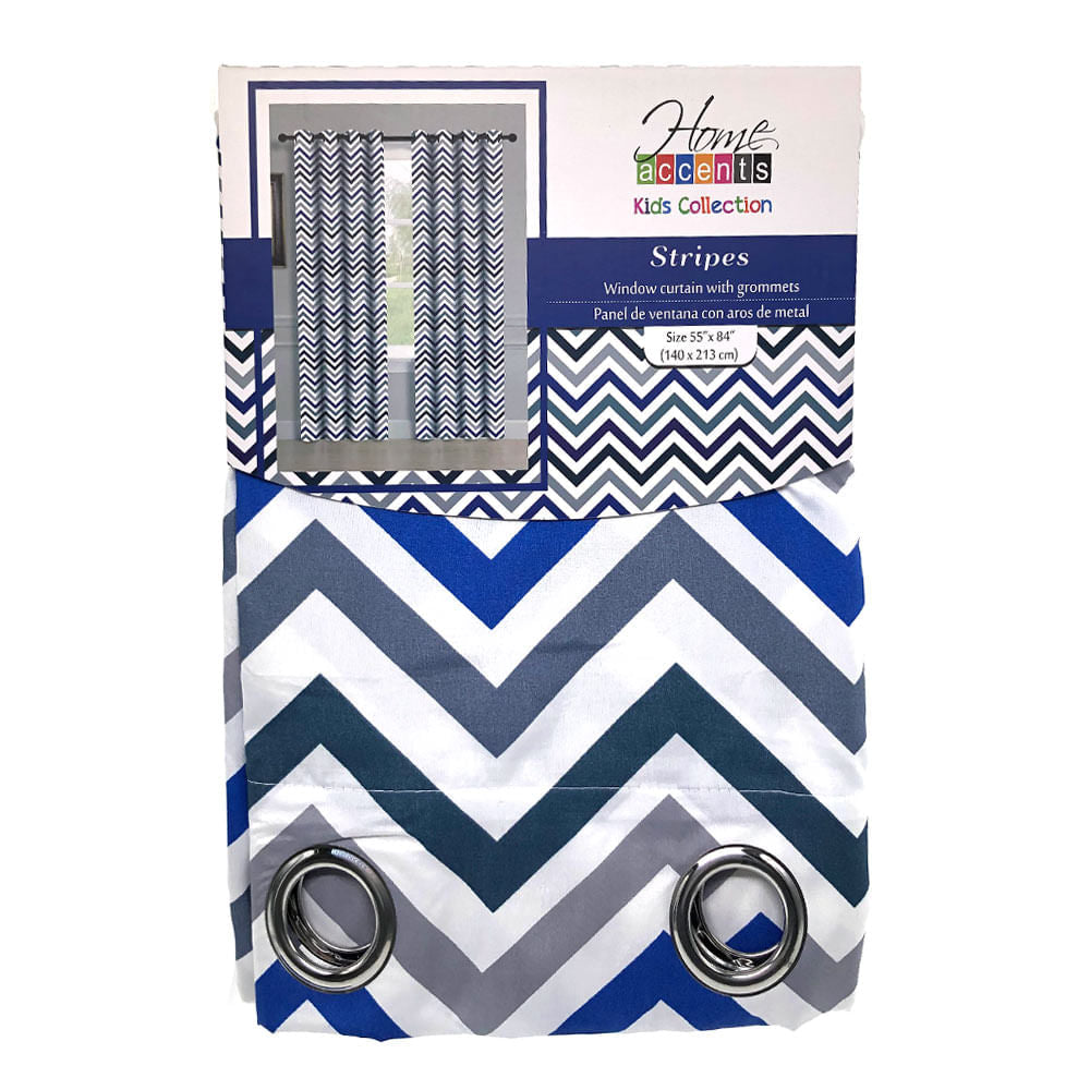 Cortina Home Accents Stripes Con Aros 55" x 84" - Azul Marino
