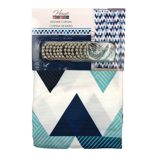 Cortina de Baño Home Accents Estampada 13 Piezas 71" x 71" - Azul