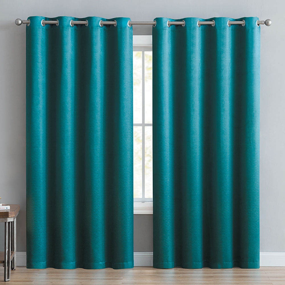 Cortina Victoria Classics Angela Blackout Con Aros 52" x 90" - Aguamarina oscuro