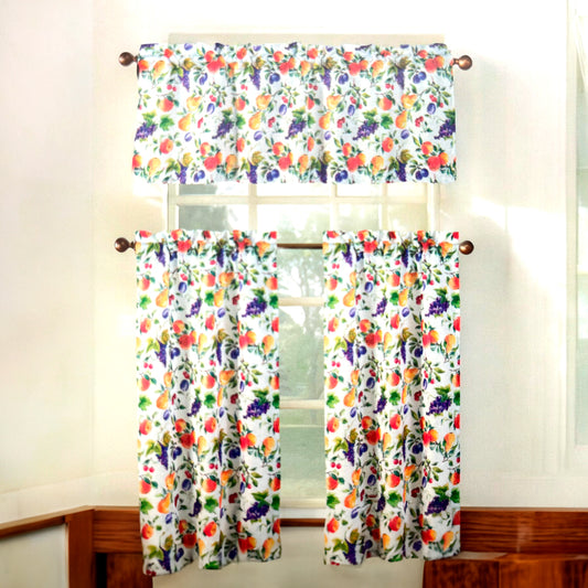 Cortina Para Cocina Fruit / Home Elegance / 3 Piezas / Estampada