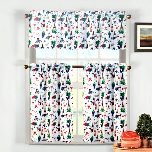 Cortina Para Cocina Wine Home Elegance de 3 Piezas - Estampada