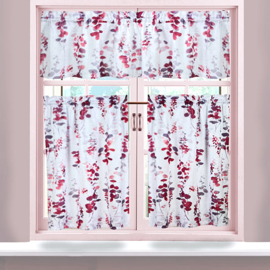 Cortina de Cocina Adela Regal Home 56" x 36" / 3 Piezas / Estampada - Berry