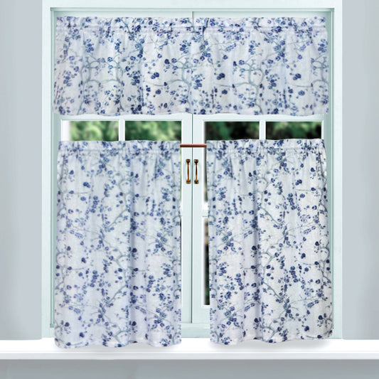 Cortina de Cocina Arlo Regal Home 56" x 36" / 3 Piezas / Estampada - Blue