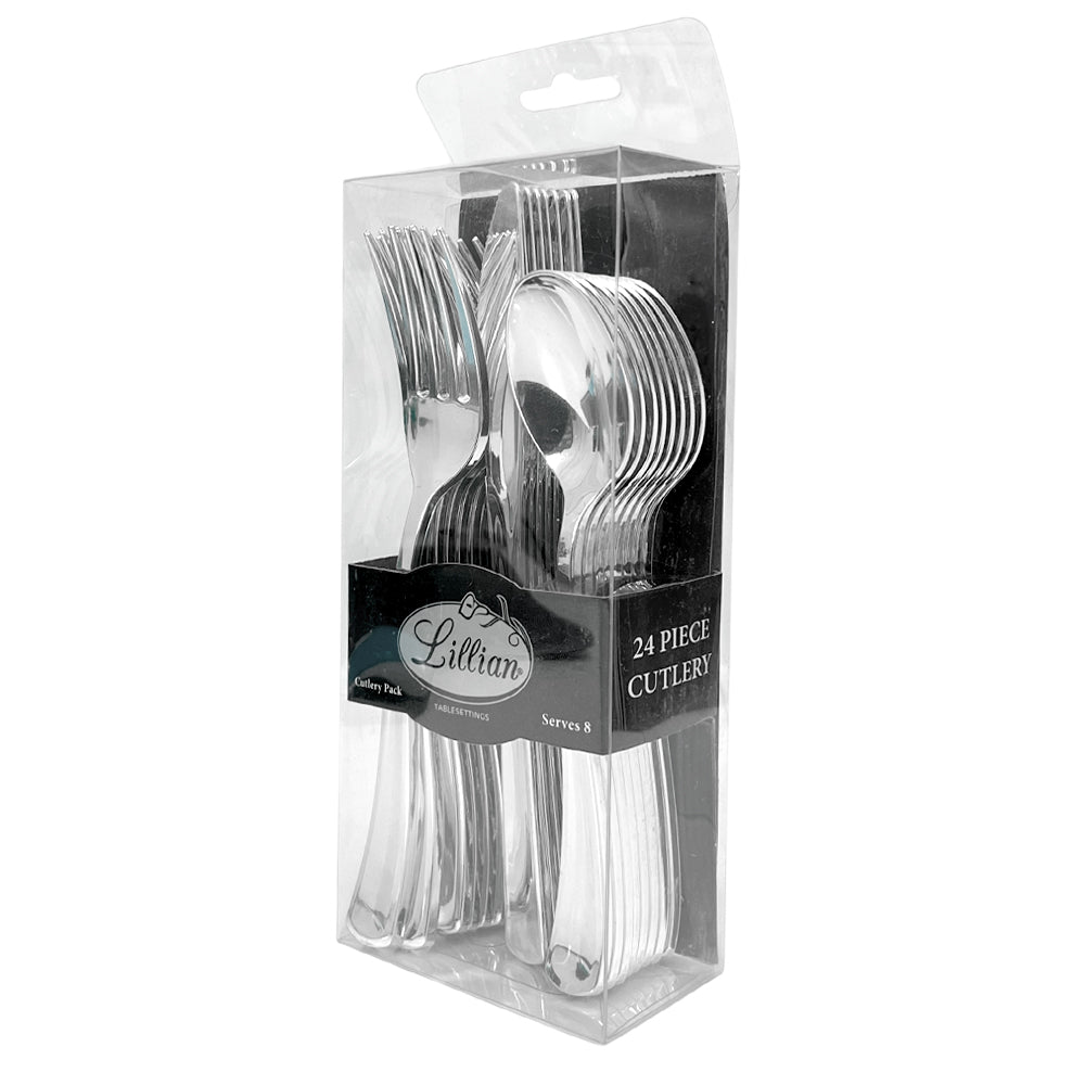 Cubiertos Desechables Lillian Plástico de 24 Piezas
