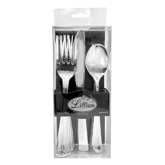 Cubiertos Desechables Lillian Plástico de 24 Piezas