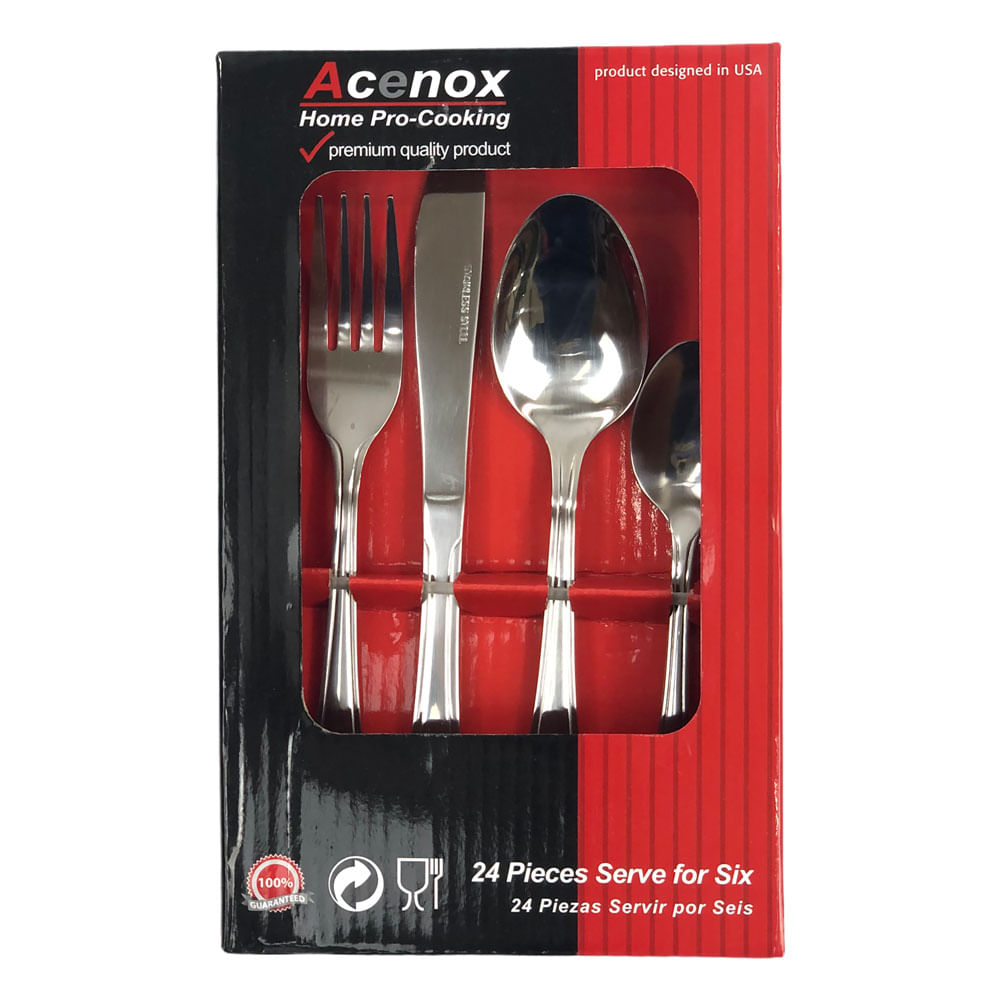 Juego de Cubiertos Acenox de Acero 24 piezas
