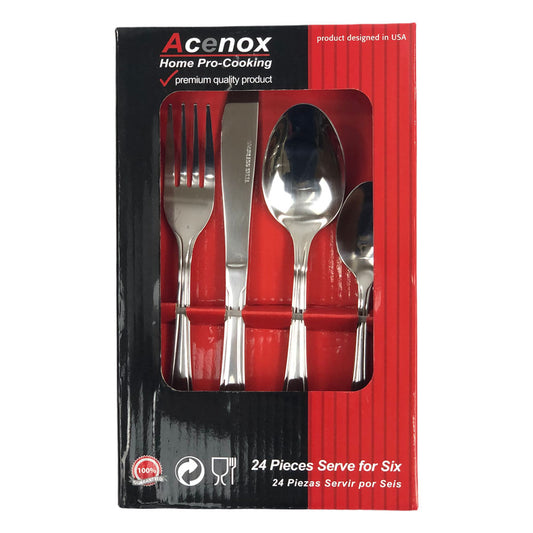 Juego de Cubiertos Acenox de Acero 24 piezas