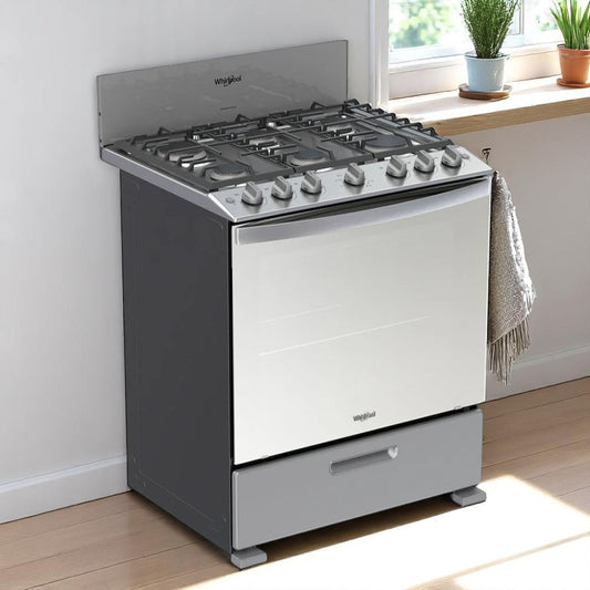 Estufa a Gas Whirlpool / 6 Quemadores / 30" / Acero Inoxidable