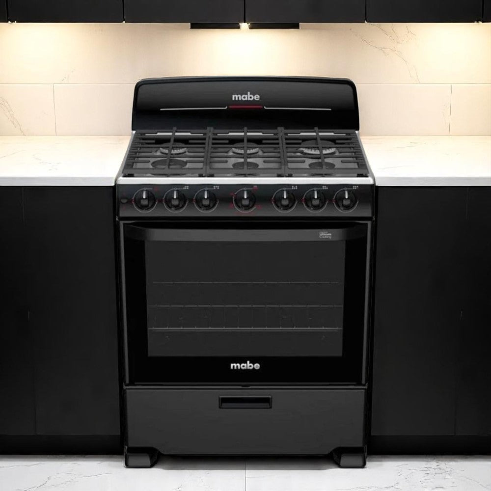 Estufa a Gas Mabe de 30" / 6 Quemadores / Negro / EM7658BFIN2