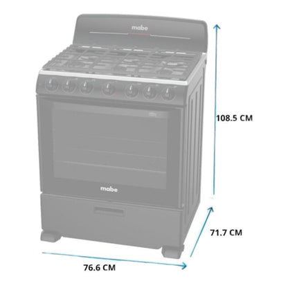 Estufa a Gas Mabe de 30" / 6 Quemadores / Negro / EM7658BFIN2