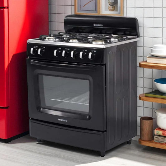 Estufa a Gas Nisato de 30" / Con Respaldar / Negra