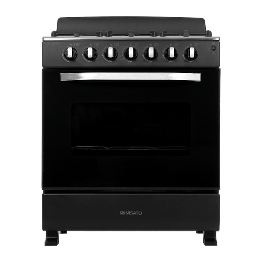 Estufa a Gas Nisato de 30" / 6 Quemadores / Negro / Con Respaldar