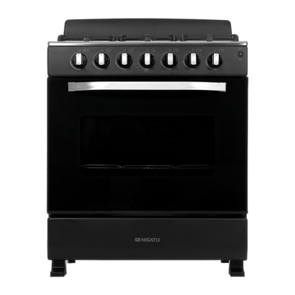 Estufa a Gas Nisato de 30" / 6 Quemadores / Negro / Con Respaldar