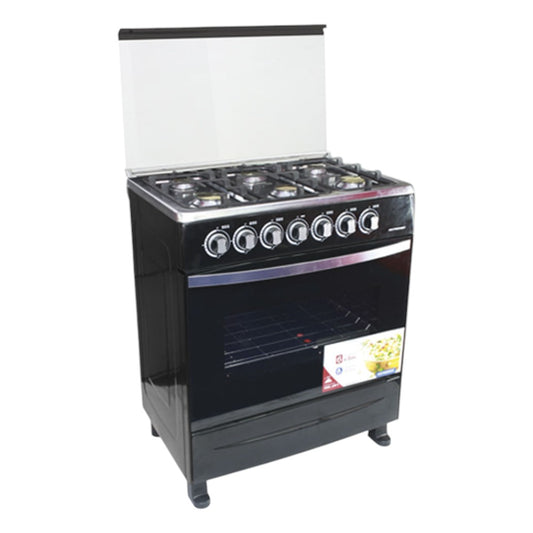 Estufa a Gas Premier de 30" (105L) / 6 Quemadores / Negra / Tapa de Vidrio