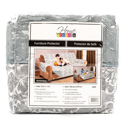 Protector Para Sofá Reversible Estampado Gris Claro 3 Puestos