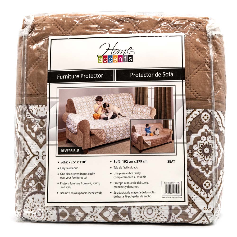 Protector de Sofá Home Accents Reversible 3 Puestos - Chocolate Claro