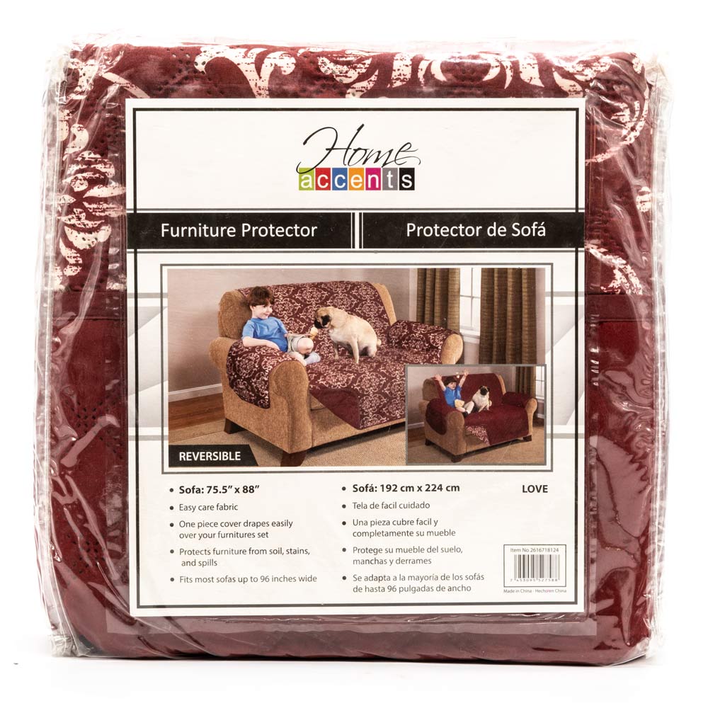 Protector Para Sofá Reversible Estampado 2 Puestos - Rojo oscuro