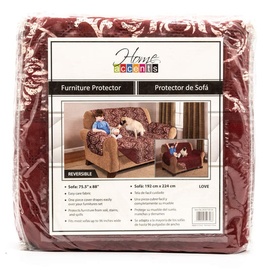 Protector Para Sofá Reversible Estampado 2 Puestos - Rojo oscuro