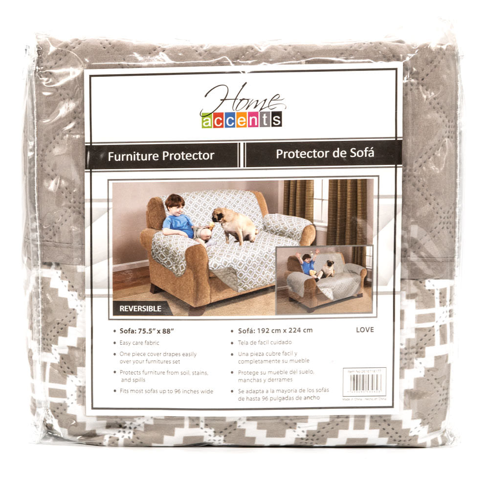 Protector Para Sofá Reversible Estampado Crema 2 Puestos