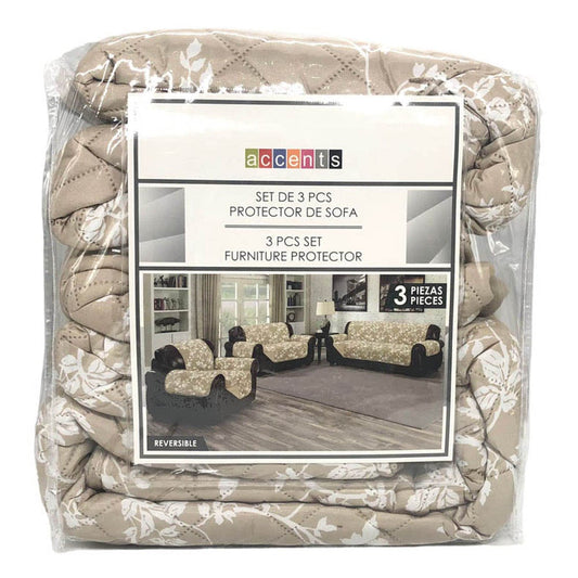 Protector de Sofá Home Accents 3 Piezas Reversible - Beige