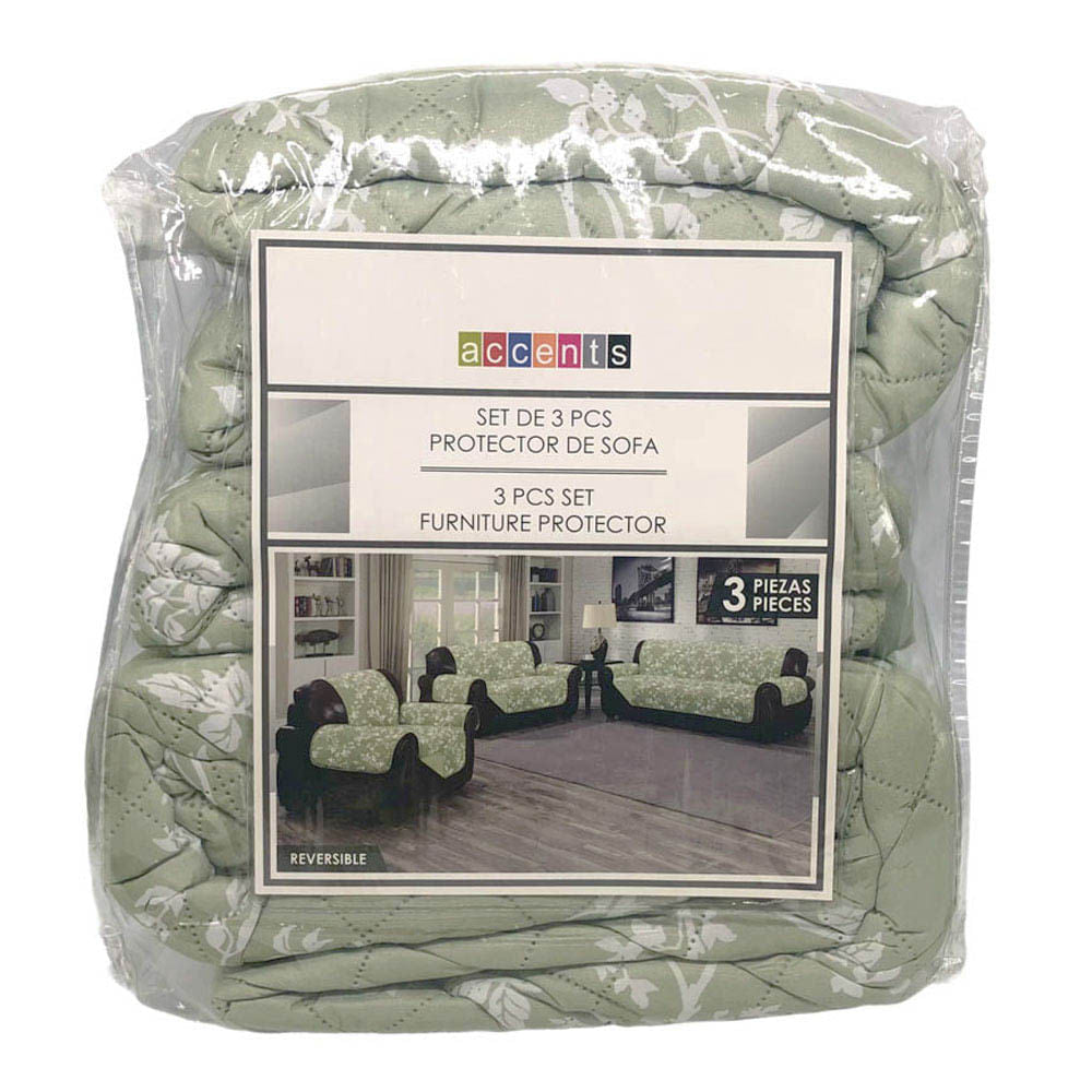 Protector de Sofá Home Accents 3 Piezas Reversible - Verde claro