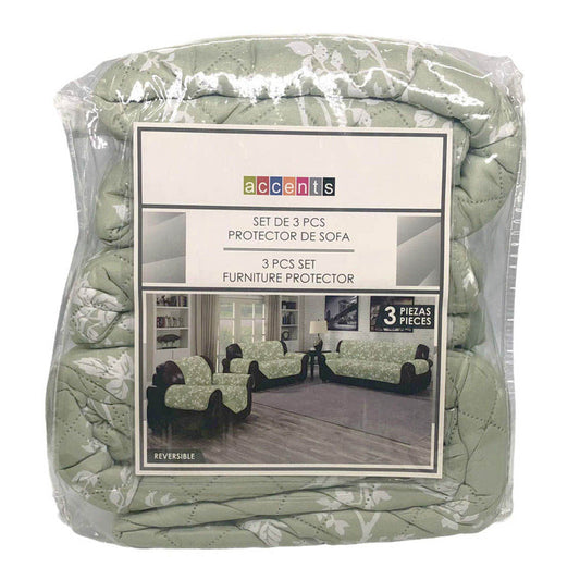 Protector de Sofá Home Accents 3 Piezas Reversible - Verde claro