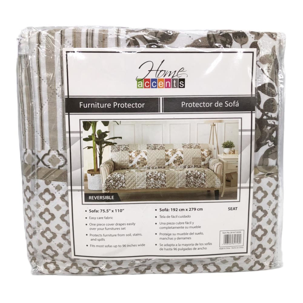 Protector Para Sofá Home Accents 3 Puestos Reversible - Beige Oscuro