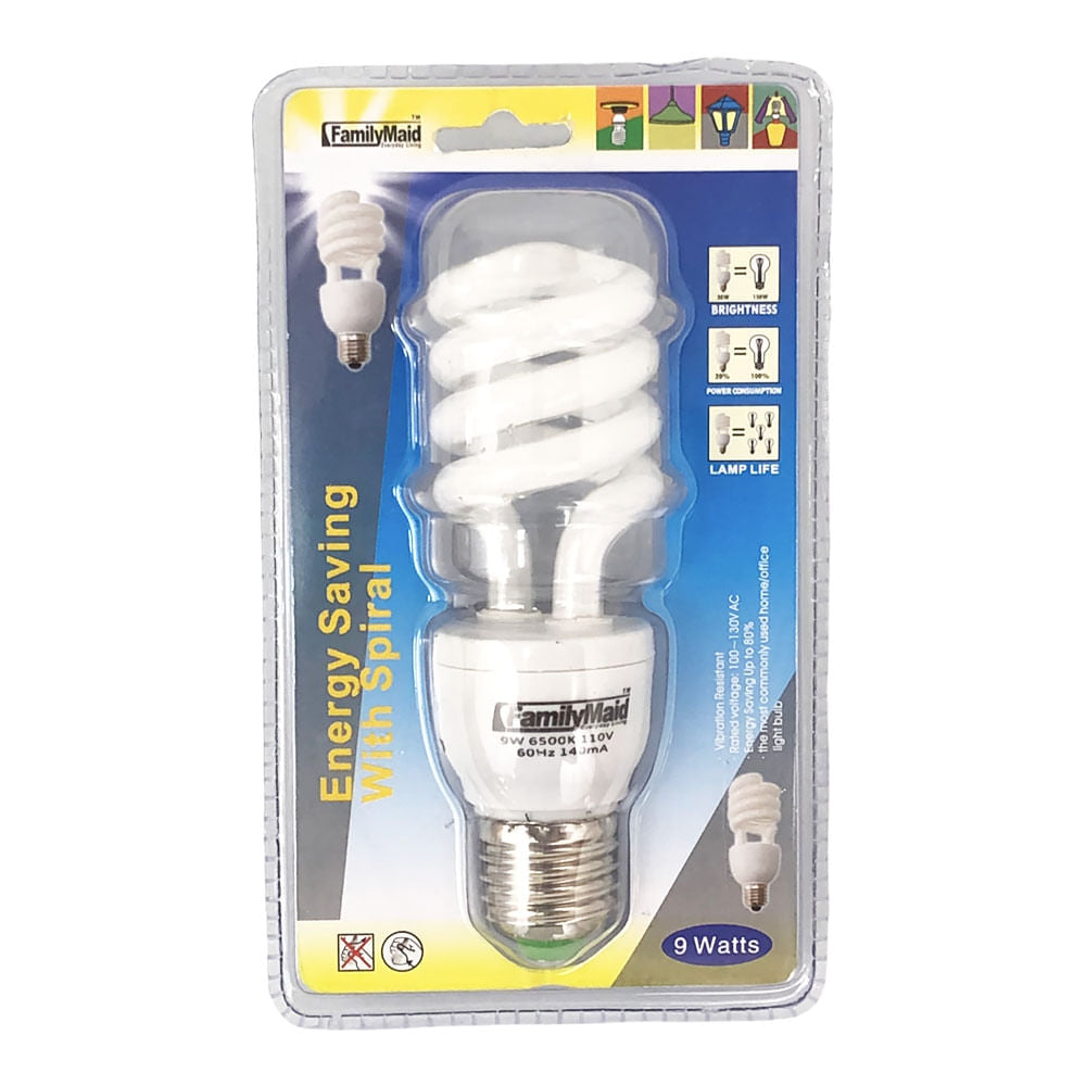 Bombillo Family Maid Espiral Luz Blanca de 9 Watts