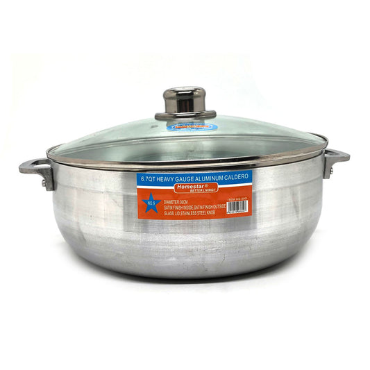 Caldero Homestar de Vidrio Con Tapa 30 cm