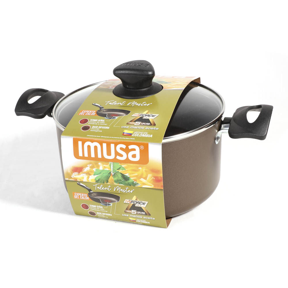 Olla Antiadherente Imusa con Tapa de Vidrio 20 cm