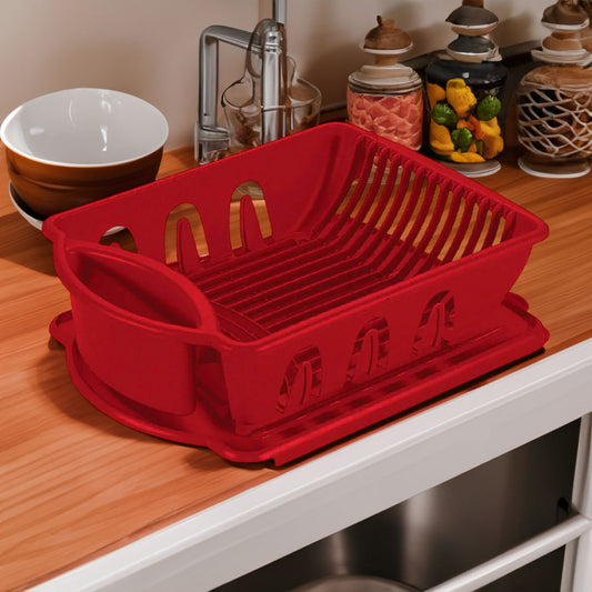 Escurridor Sterilite de Plástico / 6 Portavasos / Rojo