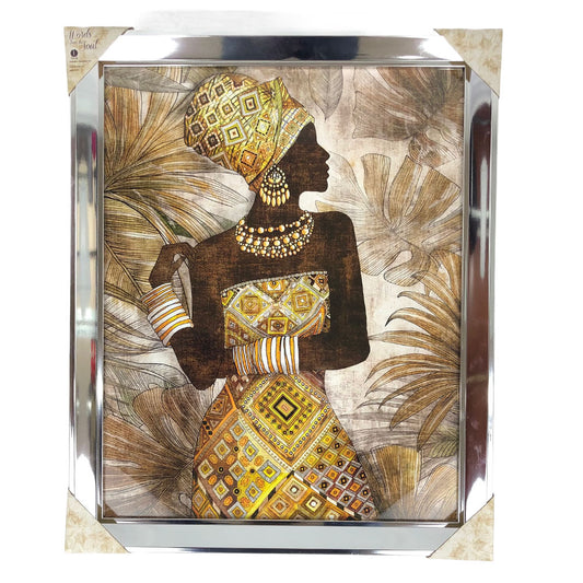 Cuadro Decorativo Elico Etnia Negra 56 cm x 46 cm - Chocolate