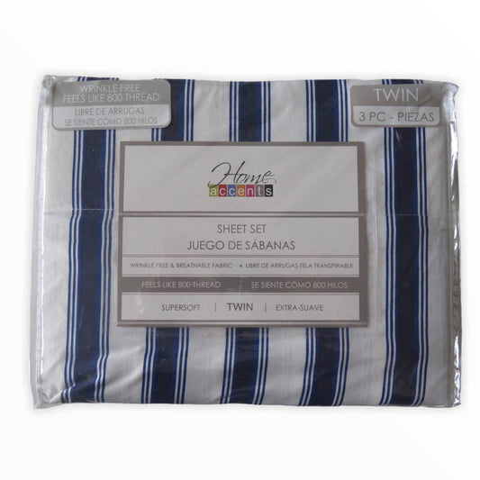 Sábanas Stripe Home Accents 3 Piezas - TWIN