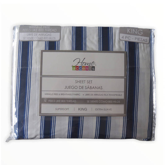 Sábanas Stripe Home Accents 4 Piezas - KING