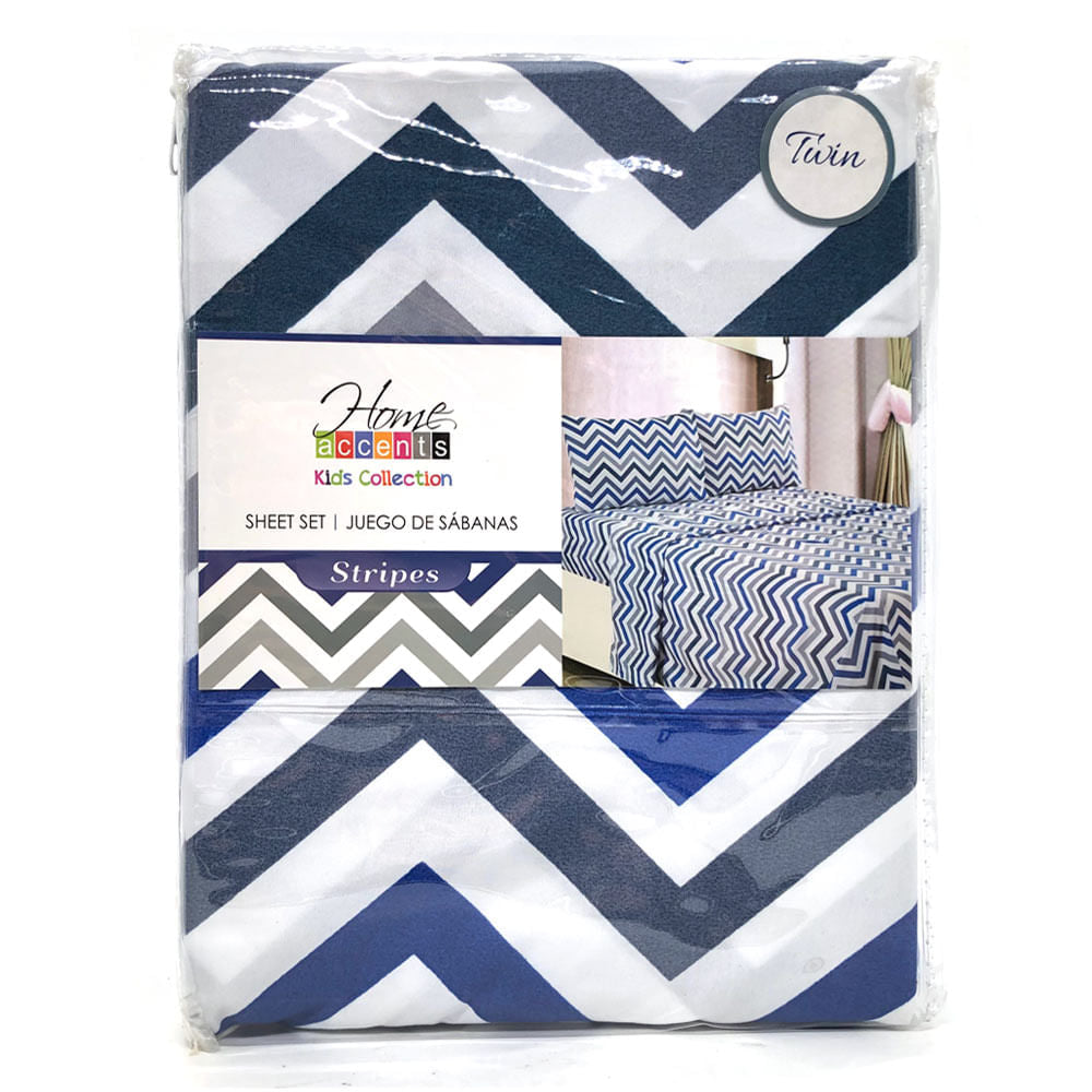 Sabana Home Accents Stripes Twin 3 Piezas
