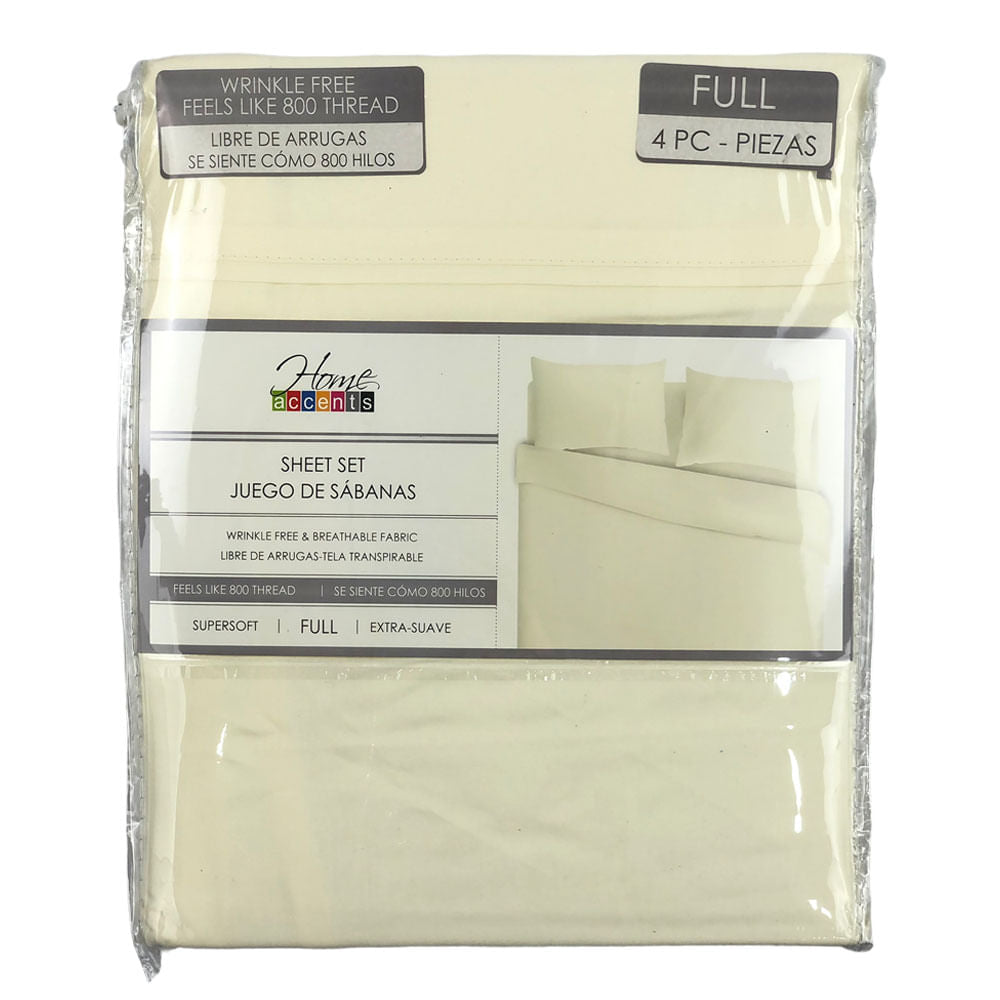 Sábana Home Accents 4 Piezas Marfil - FULL