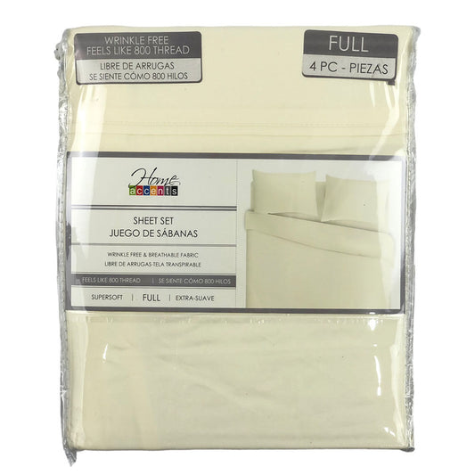 Sábana Home Accents 4 Piezas Marfil - QUEEN