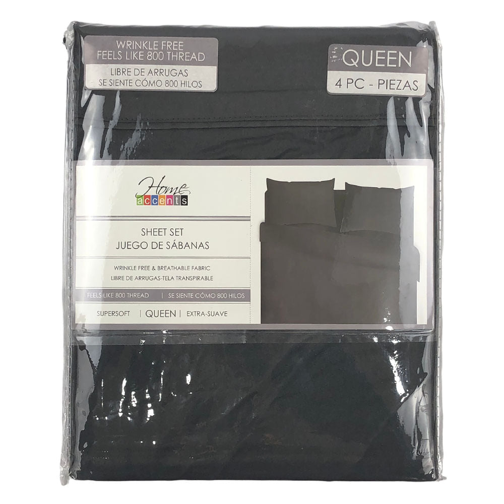 Sábana Home Accents 3 Piezas Gris Oscuro - TWIN