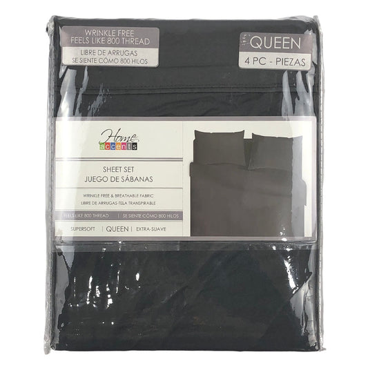 Sábana Home Accents 3 Piezas Gris Oscuro - TWIN