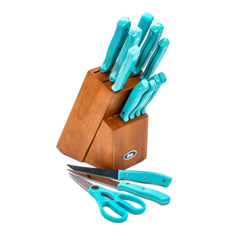 Juego de Cuchillos Oster Con Base de Madera 14 Piezas