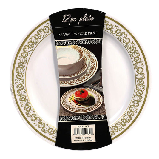 Platos Llanos Desechables de Plástico Home 7.5" de 12 Piezas